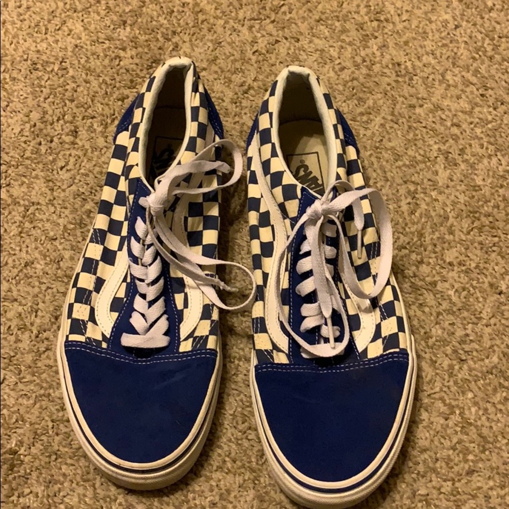 Blue checkered Vans